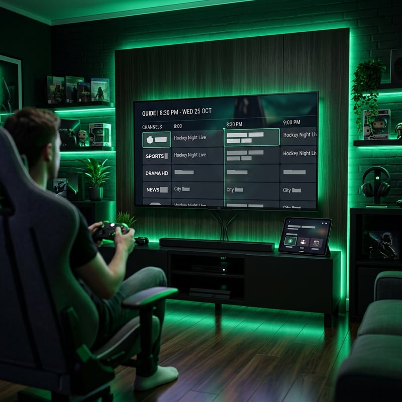 A man sitting in a chair playing a video game in front of a large screen TV.