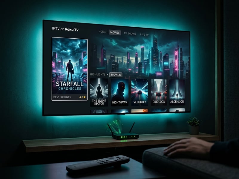 A large screen TV displaying the Starfall Chronicles.