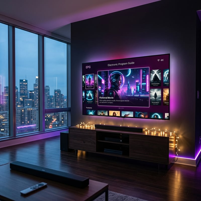 A large flat screen TV is mounted on the wall in a living room.