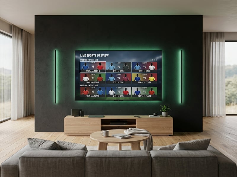 A large flat screen TV with a sports display on it.