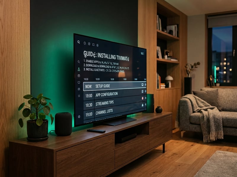 A flat screen TV displaying the Guide app.