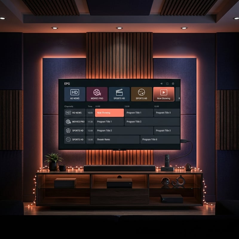 A flat screen TV with a menu on the screen.