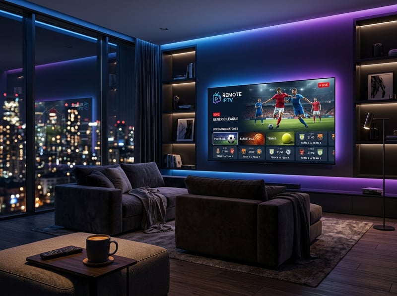 A large flat screen TV with the word Remote on it.
