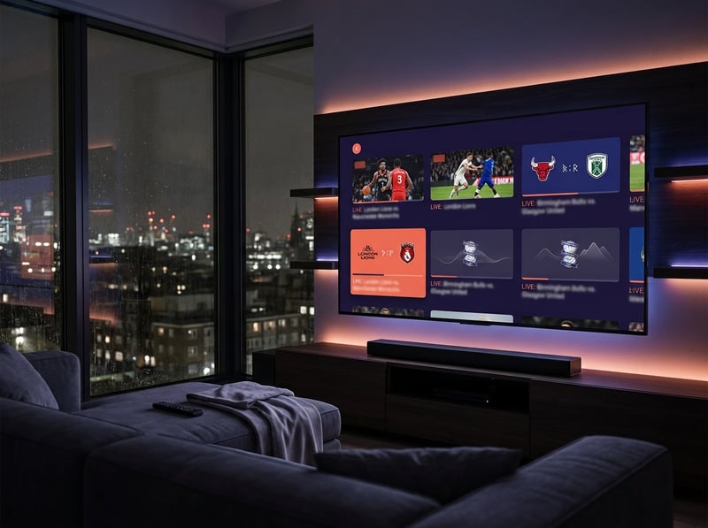 A large flat screen TV with a sports game on it.
