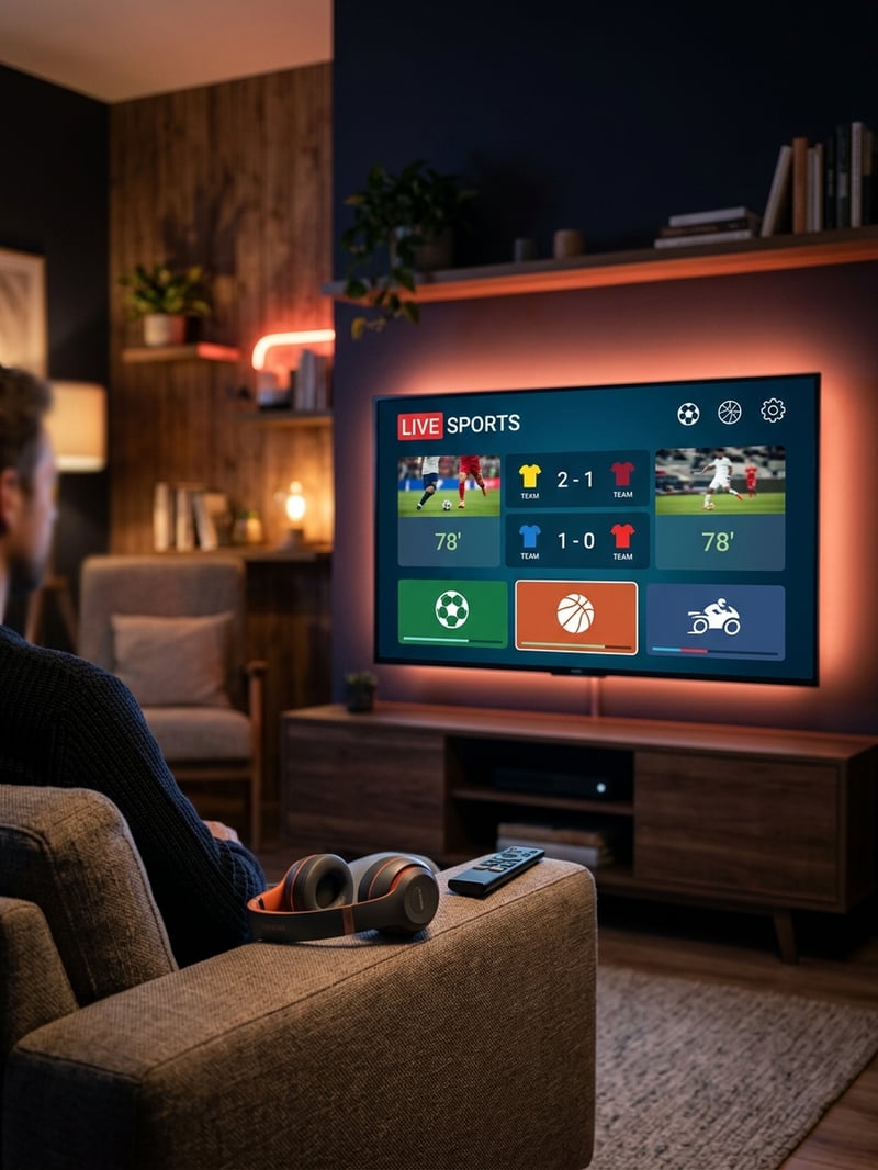 A man watches a video game on a flat screen TV.