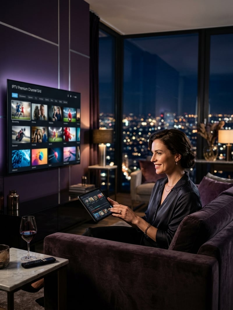 A woman is sitting on a couch in front of a flat screen TV.